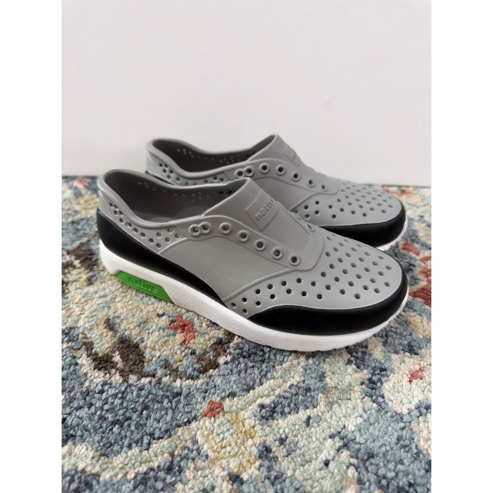 Native Jefferson Block Boys C13 Grey Black Slip On EVA Water Shoes EUC
